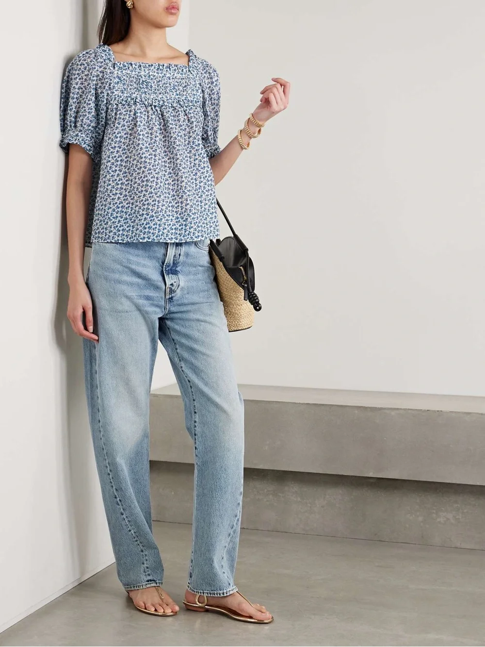 Doen Blue Frances Top in Cornflower Hillside Bloom Floral Print